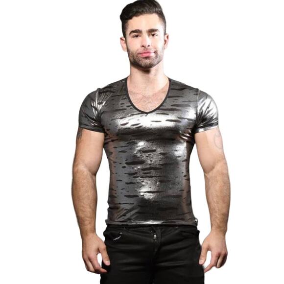 Andrew Christian Liquid Silver Tee Large - Picture 9 of 15